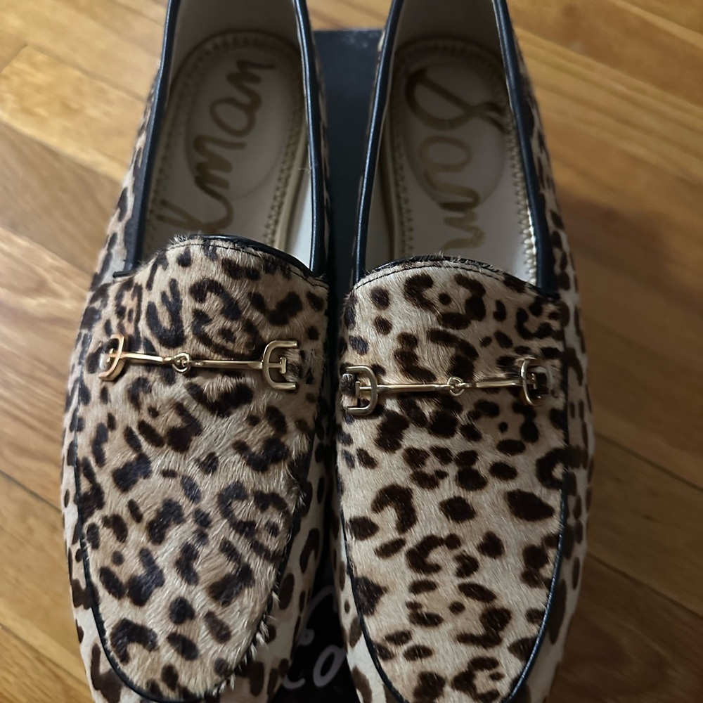 Sam Edelman Loraine Leopard Print Loafers with Gold Detail
